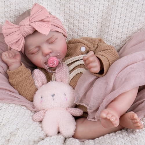 Aori 20 Zoll Reborn Babypuppe - Hyper Realistische Lebensechte Neugeborene Schlafende Mädchen mit Regenbogen Outfit, Soft Weighted Body Baby Doll für Mädchen Alter 3 für Weihnachten, Geburtstag von Aori