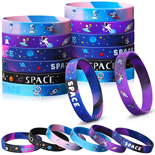 24 Stück Weltraum Party Silikon Armbänder, Alien Astronaut Spielzeug Gummi Armbänder, Alien Astronaut Spielzeug Galaxie Stern Weltraum Gastgeschenke für Kinder Weltraum Geburtstag Deko von Aoriher