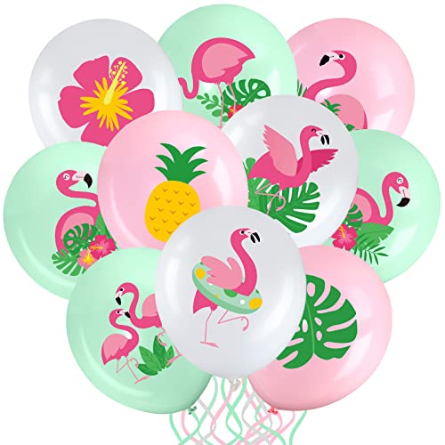 45 Stück Flamingo Luftballons Tropische Blatt Ananas Hibiskus Luftballons 12 Zoll Hawaiianische Luau Latex Ballons für Tropische Hawaii Flamingo Geburtstag Hochzeit Baby Shower Party Deko von Aoriher