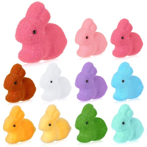 Aoriher 10 Stück Mini Kaninchen Osterhasen Figuren 10 Farben Niedliche Hasen Figuren Ostern Dekorationen für Tisch Geburtstag Party von Aoriher