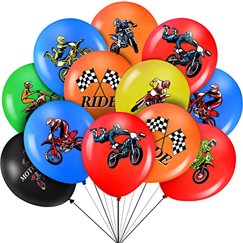 Aoriher 36 Stück Dreckiges Fahrrad Partydekoration Luftballons, Motocross Geburtstag Zielflagge Party Dekoration Ballon Zubehör Dreckiges Fahrrad, 12 Zoll von Aoriher