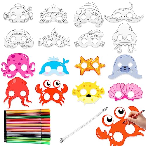 Aoriher 40 Stück Meerestiere Masken zum Ausmalen mit Aquarellstifte Ozeantiere Papiermasken Bastelset Unterwasser Party Blanko Bemalen Masken DIY Masken für Kinder Meeresthema Party Aktivität Kostüm Aoriher 40 Stück Meerestiere Masken zum Ausmalen mit Aquarellstifte Ozeantiere Papiermasken Bastelset Unterwasser Party Blanko Bemalen Masken DIY Masken für Kinder Meeresthema Party Aktivität Kostüm von Aoriher