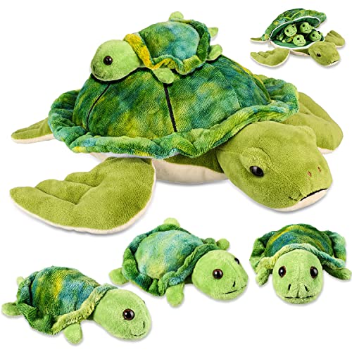 Aoriher Plüsch Schildkröte 12 Zoll mit 4 Stücke Kleine Mini Weicher Meer Stofftier Spielzeug Dekokissen für Geburtstag Dekoration von Aoriher