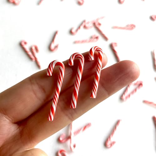 Miniatur-Zuckerstangen, Mini-Zuckerstangen, Verzierungen, Pfefferminz-Stange, nicht essbar, winzige Mini-Weihnachtsbastelarbeiten, Puppenhaus-Miniaturen, Polymerton (20 Stück) von Aorvoras