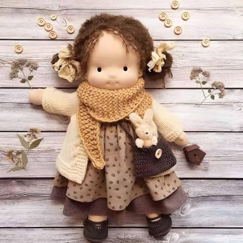 Aosrioylt Waldorfpuppe Handarbeit, Handgemachte Waldorfpuppe, Vintage Gehäkelte Puppe Stoffpuppe als Geburtstagsgeschenk Plüschfigur Spielzeug(02# Masuma) von Aosrioylt