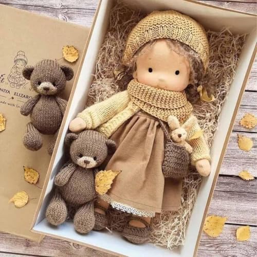 Aosrioylt Waldorfpuppe Handarbeit, Handgemachte Waldorfpuppe, Vintage Gehäkelte Puppe Stoffpuppe als Geburtstagsgeschenk Plüschfigur Spielzeug(03# Elena) von Aosrioylt