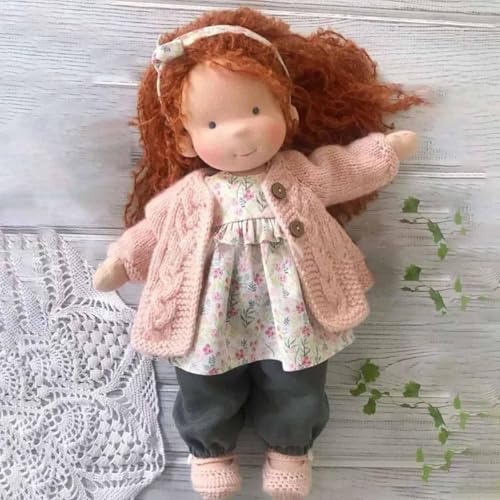 Aosrioylt Waldorfpuppe Handarbeit, Handgemachte Waldorfpuppe, Vintage Gehäkelte Puppe Stoffpuppe als Geburtstagsgeschenk Plüschfigur Spielzeug(05# Emily) von Aosrioylt
