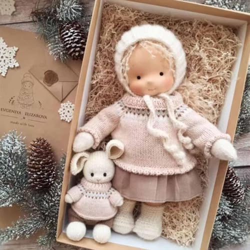 Aosrioylt Waldorfpuppe Handarbeit, Handgemachte Waldorfpuppe, Vintage Gehäkelte Puppe Stoffpuppe als Geburtstagsgeschenk Plüschfigur Spielzeug(07# Cindy) von Aosrioylt
