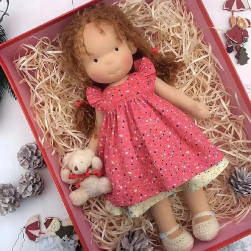 Aosrioylt Waldorfpuppe Handarbeit, Handgemachte Waldorfpuppe, Vintage Gehäkelte Puppe Stoffpuppe als Geburtstagsgeschenk Plüschfigur Spielzeug(14# Penny) von Aosrioylt