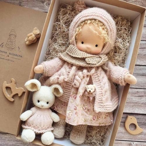 Aosrioylt Waldorfpuppe Handarbeit, Handgemachte Waldorfpuppe, Vintage Gehäkelte Puppe Stoffpuppe als Geburtstagsgeschenk Plüschfigur Spielzeug(17# Sarah) von Aosrioylt