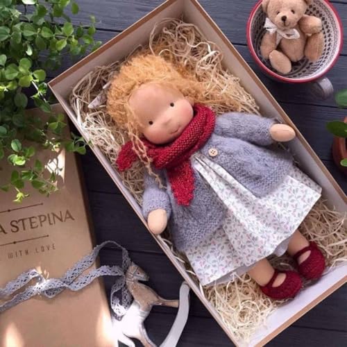 Aosrioylt Waldorfpuppe Handarbeit, Handgemachte Waldorfpuppe, Vintage Gehäkelte Puppe Stoffpuppe als Geburtstagsgeschenk Plüschfigur Spielzeug(20# Ann) von Aosrioylt