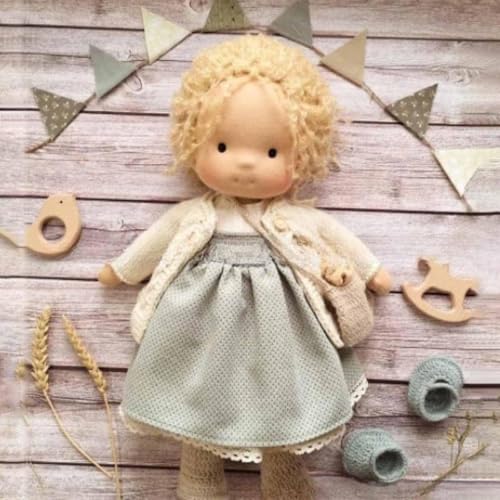 Aosrioylt Waldorfpuppe Handarbeit, Handgemachte Waldorfpuppe, Vintage Gehäkelte Puppe Stoffpuppe als Geburtstagsgeschenk Plüschfigur Spielzeug(28# Olivia) von Aosrioylt