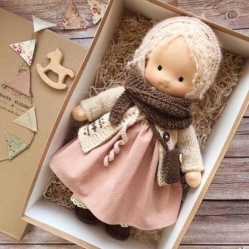 Aosrioylt Waldorfpuppe Handarbeit, Handgemachte Waldorfpuppe, Vintage Gehäkelte Puppe Stoffpuppe als Geburtstagsgeschenk Plüschfigur Spielzeug(29# Victoria) von Aosrioylt