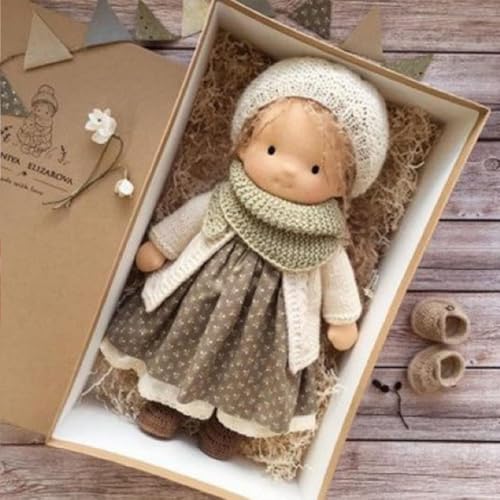 Aosrioylt Waldorfpuppe Handarbeit, Handgemachte Waldorfpuppe, Vintage Gehäkelte Puppe Stoffpuppe als Geburtstagsgeschenk Plüschfigur Spielzeug(32# Moira) von Aosrioylt