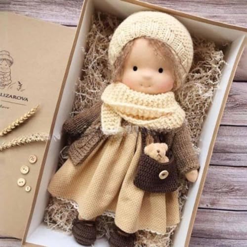 Aosrioylt Waldorfpuppe Handarbeit, Handgemachte Waldorfpuppe, Vintage Gehäkelte Puppe Stoffpuppe als Geburtstagsgeschenk Plüschfigur Spielzeug(33# Emma) von Aosrioylt
