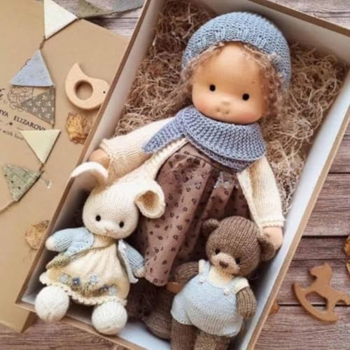 Aosrioylt Waldorfpuppe Handarbeit, Handgemachte Waldorfpuppe, Vintage Gehäkelte Puppe Stoffpuppe als Geburtstagsgeschenk Plüschfigur Spielzeug(35# Scarlett) von Aosrioylt