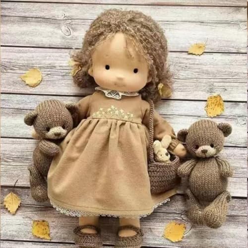 Aosrioylt Waldorfpuppe Handarbeit, Handgemachte Waldorfpuppe, Vintage Gehäkelte Puppe Stoffpuppe als Geburtstagsgeschenk Plüschfigur Spielzeug(38# Bella) von Aosrioylt