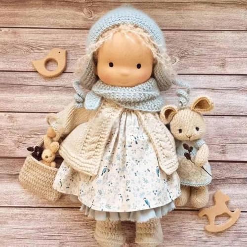 Aosrioylt Waldorfpuppe handgefertigt, handgemachte Waldorfpuppe, Vintage gehäkelte Puppe, for 2+ Jahre alte Mädchen(01# Amy) von Aosrioylt