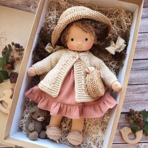 Aosrioylt Waldorfpuppe handgefertigt, handgemachte Waldorfpuppe, Vintage gehäkelte Puppe, for 2+ Jahre alte Mädchen(12# Selena) von Aosrioylt