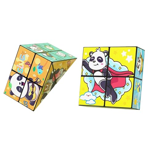 Kreatives, Faltbares Panda-Zauberwürfel-Spielzeug for Kinder, 3D-Flips-Zauberwürfel-Set, Stress- Und Angstabbau-Zauberwürfel, Verwandelt Puzzlewürfel for Unterwegs, Zappelschieber(2PCS(A)) von Aosrioylt
