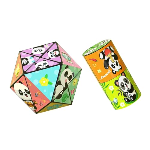 Kreatives, Faltbares Panda-Zauberwürfel-Spielzeug for Kinder, 3D-Flips-Zauberwürfel-Set, Stress- Und Angstabbau-Zauberwürfel, Verwandelt Puzzlewürfel for Unterwegs, Zappelschieber(2PCS(B)) von Aosrioylt