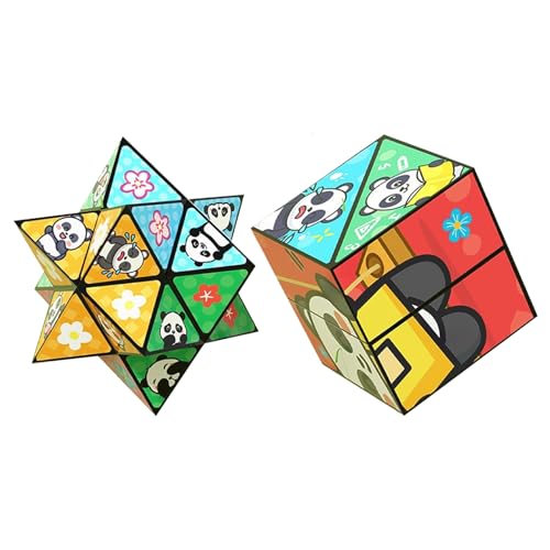 Kreatives, Faltbares Panda-Zauberwürfel-Spielzeug for Kinder, 3D-Flips-Zauberwürfel-Set, Stress- Und Angstabbau-Zauberwürfel, Verwandelt Puzzlewürfel for Unterwegs, Zappelschieber(2PCS(C)) von Aosrioylt