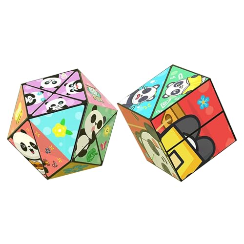 Kreatives, Faltbares Panda-Zauberwürfel-Spielzeug for Kinder, 3D-Flips-Zauberwürfel-Set, Stress- Und Angstabbau-Zauberwürfel, Verwandelt Puzzlewürfel for Unterwegs, Zappelschieber(2PCS(D)) von Aosrioylt