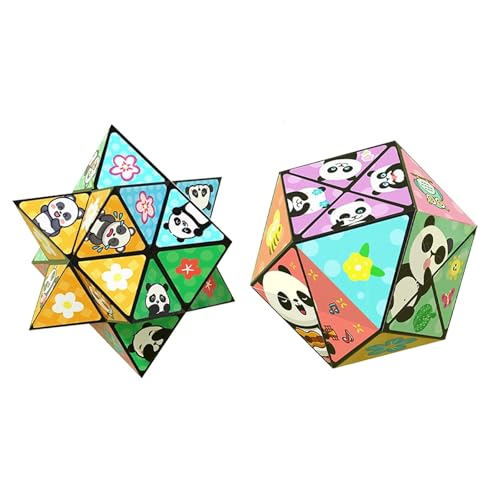 Kreatives, Faltbares Panda-Zauberwürfel-Spielzeug for Kinder, 3D-Flips-Zauberwürfel-Set, Stress- Und Angstabbau-Zauberwürfel, Verwandelt Puzzlewürfel for Unterwegs, Zappelschieber(2PCS(E)) von Aosrioylt