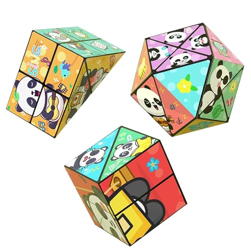 Kreatives, Faltbares Panda-Zauberwürfel-Spielzeug for Kinder, 3D-Flips-Zauberwürfel-Set, Stress- Und Angstabbau-Zauberwürfel, Verwandelt Puzzlewürfel for Unterwegs, Zappelschieber(3PCS(C)) von Aosrioylt