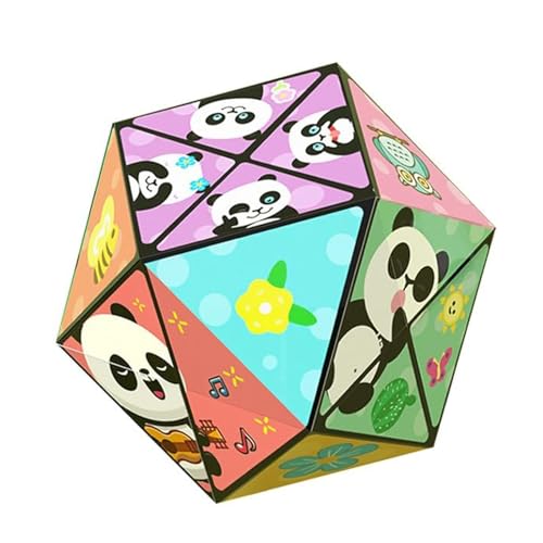 Kreatives, Faltbares Panda-Zauberwürfel-Spielzeug for Kinder, 3D-Flips-Zauberwürfel-Set, Stress- Und Angstabbau-Zauberwürfel, Verwandelt Puzzlewürfel for Unterwegs, Zappelschieber(B) von Aosrioylt