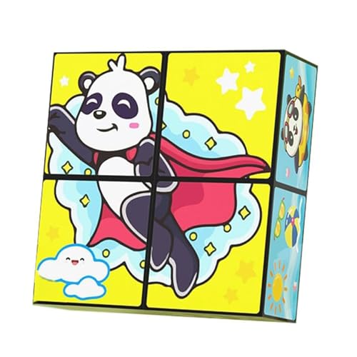 Kreatives, Faltbares Panda-Zauberwürfel-Spielzeug for Kinder, 3D-Flips-Zauberwürfel-Set, Stress- Und Angstabbau-Zauberwürfel, Verwandelt Puzzlewürfel for Unterwegs, Zappelschieber(E) von Aosrioylt