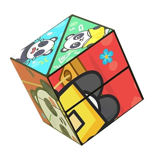 Kreatives, Faltbares Panda-Zauberwürfel-Spielzeug for Kinder, 3D-Flips-Zauberwürfel-Set, Stress- Und Angstabbau-Zauberwürfel, Verwandelt Puzzlewürfel for Unterwegs, Zappelschieber(F) von Aosrioylt