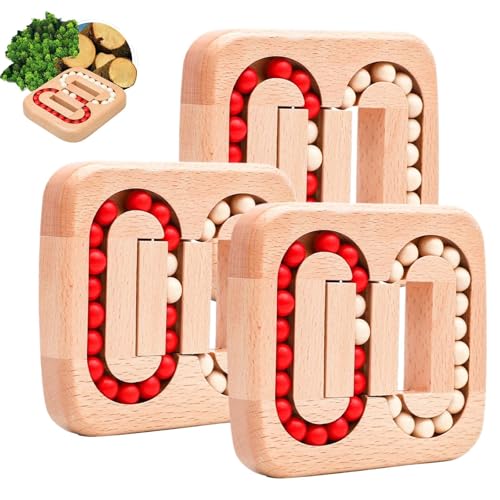 Rotating Magic Bean Fingertip Toy Wood Puzzles, Rotating Magic Bean Fingertip Wood Puzzles, Funny Bean Brain Teaser, Cube Rotating Puzzle Fidget Toys, Pop Sensory Game(3pcs,Wooden Beads) von Aosrioylt