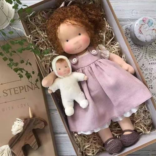 Waldorfpuppe Handarbeit, Handgemachte Waldorfpuppe, Vintage Gehäkelte Puppe Stoffpuppe als Geburtstagsgeschenk Plüschfigur Spielzeug(06# Aysha) von Aosrioylt