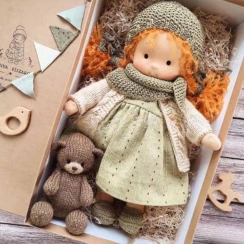 Waldorfpuppe Handarbeit, Handgemachte Waldorfpuppe, Vintage Gehäkelte Puppe Stoffpuppe als Geburtstagsgeschenk Plüschfigur Spielzeug(37# Aurora) von Aosrioylt