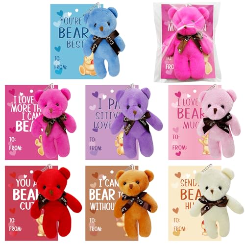 AouEtnay 28 Stück Valentinstagsgeschenkkarten mit Bären, Plüschtiere, Mini-Stofftiere mit Valentinstags-Grußkarten für Kinder, Klassenzimmer, Schule, Austauschpreis, Partygeschenke AouEtnay 28 Stück Valentinstagsgeschenkkarten mit Bären, Plüschtiere, Mini-Stofftiere mit Valentinstags-Grußkarten für Kinder, Klassenzimmer, Schule, Austauschpreis, Partygeschenke von AouEtnay