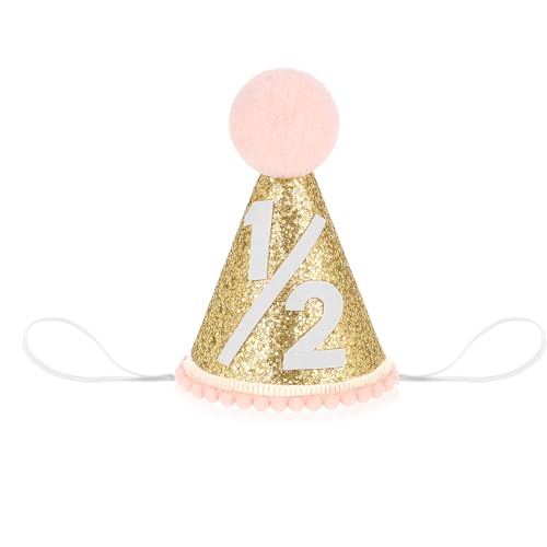 Apausvcm 1/2 Geburtstagshut,Glitzer Halber Geburtstagshut,1/2 Geburtstag Krone Kopfschmuck,Geburtstagsparty-Hüte Krone mit Pompons Feier zum 6. Monat Partydekoration für Baby Mädchen Jungen Party Apausvcm 1/2 Geburtstagshut,Glitzer Halber Geburtstagshut,1/2 Geburtstag Krone Kopfschmuck,Geburtstagsparty-Hüte Krone mit Pompons Feier zum 6. Monat Partydekoration für Baby Mädchen Jungen Party von Apausvcm