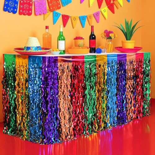 Metallische Lametta-Folien-Fransen-Tischröcke, Regenbogen-Party-Dekorationen, funkelnde, bunte Fiesta-Party-Dekorationen für Geburtstag, Urlaub, Hochzeit, Verlobung, Brautparty, Pride-Partys Metallische Lametta-Folien-Fransen-Tischröcke, Regenbogen-Party-Dekorationen, funkelnde, bunte Fiesta-Party-Dekorationen für Geburtstag, Urlaub, Hochzeit, Verlobung, Brautparty, Pride-Partys von Apausvcm