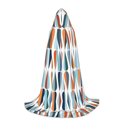 (Mid Century Modern Retro with Drop Shapes) Print Hooded Cape For Teens Costume Party Halloween Hooded Cape Soft and Elastic,S von Apbdffjnf