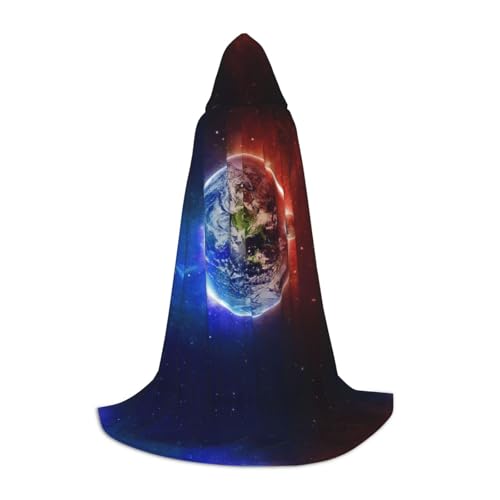 (Weltraumplanet Erde) bedruckter Kapuzenumhang für Teenager, Kostümparty, Halloween, Kapuzenumhang, weich und elastisch, Größe L von Apbdffjnf