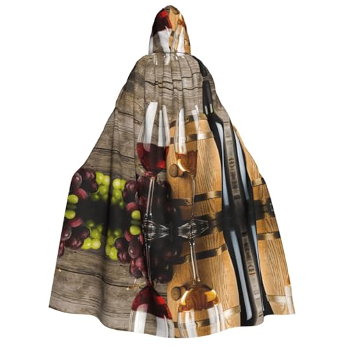 Apbdffjnf (Art Red Wine Galsses & Grapes) Print Adult Thick Hooded Cloak Unisex Cloak with Hood, Halloween Hooded Cape for Women Men Soft and Elastic von Apbdffjnf