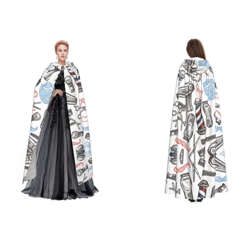 Apbdffjnf (Barber Shop Monochrome Style) Print Adult Hooded Cape Mysterious Hooded Cloak for Halloween Costume Party Christmas Cosplay von Apbdffjnf
