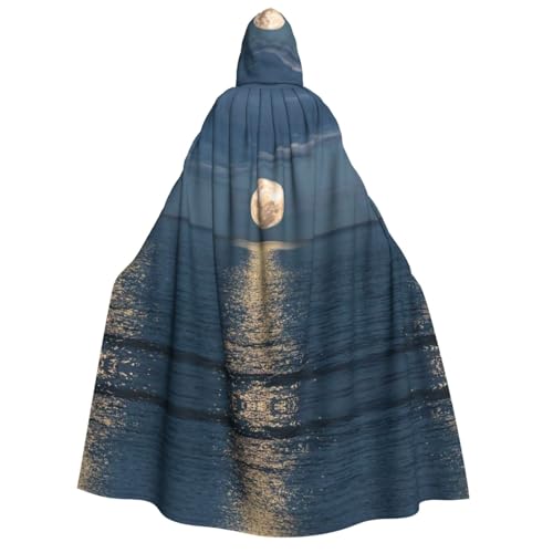 Apbdffjnf (Bright Moon at Sea Hippie) Print Erwachsene Dicker Kapuzenumhang Unisex Umhang mit Kapuze, Halloween Kapuzenumhang für Damen und Herren, weich und elastisch von Apbdffjnf