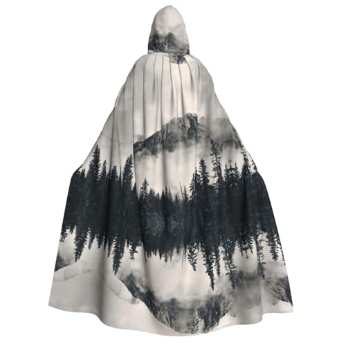 Apbdffjnf (Canadian Smokey Mountain Cliff) Print Erwachsene Dicker Kapuzenumhang Unisex Umhang mit Kapuze, Halloween Kapuzenumhang für Damen und Herren, weich und elastisch von Apbdffjnf