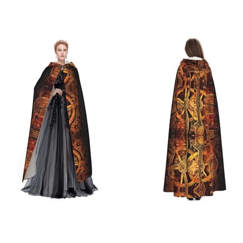 Apbdffjnf (Coole Steampunk-Zahnräder) bedruckter Kapuzenumhang für Erwachsene, geheimnisvoller Kapuzenumhang für Halloween, Kostümparty, Weihnachten, Cosplay von Apbdffjnf