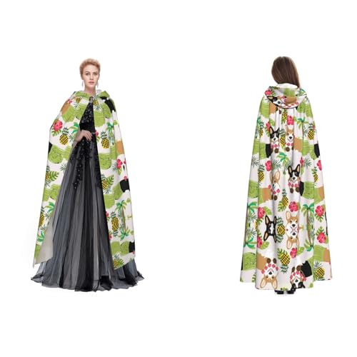 Apbdffjnf (Corgi Hawaiian Tropical Summer Ananas) Print Adult Hooded Cape Mysterious Hooded Cloak for Halloween Costume Party Christmas Cosplay von Apbdffjnf