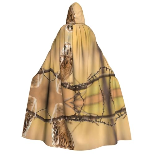 Apbdffjnf (Eule steht auf dem Baum) Druck, Erwachsenen-Umhang, dicker Kapuzenumhang, Unisex, Umhang mit Kapuze, Halloween-Kapuzenumhang für Damen und Herren, weich und elastisch von Apbdffjnf