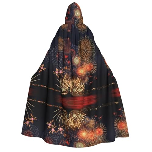 Apbdffjnf (Fireworks) Print Erwachsenen-Umhang mit dicker Kapuze, Unisex, Umhang mit Kapuze, Halloween-Kapuzenumhang für Damen und Herren, weich und elastisch von Apbdffjnf