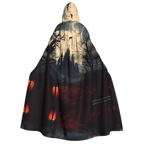 Apbdffjnf (Gloomy Castle and Witch) Print Adult Thick Hooded Cloak Unisex Cloak with Hood, Halloween Hooded Cape for Women Men Soft and Elastic von Apbdffjnf