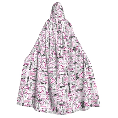 Apbdffjnf (Gymnastik Pink) Druck Erwachsene Dicker Kapuzenumhang Unisex Umhang mit Kapuze Halloween Kapuzenumhang für Damen Herren Weich und Elastisch von Apbdffjnf